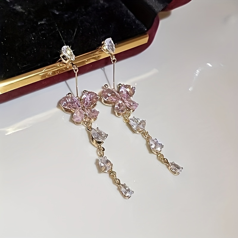Fashionable And Versatile Earrings With Butterfly Tassel, Elegant And Sweet Earrings For Women