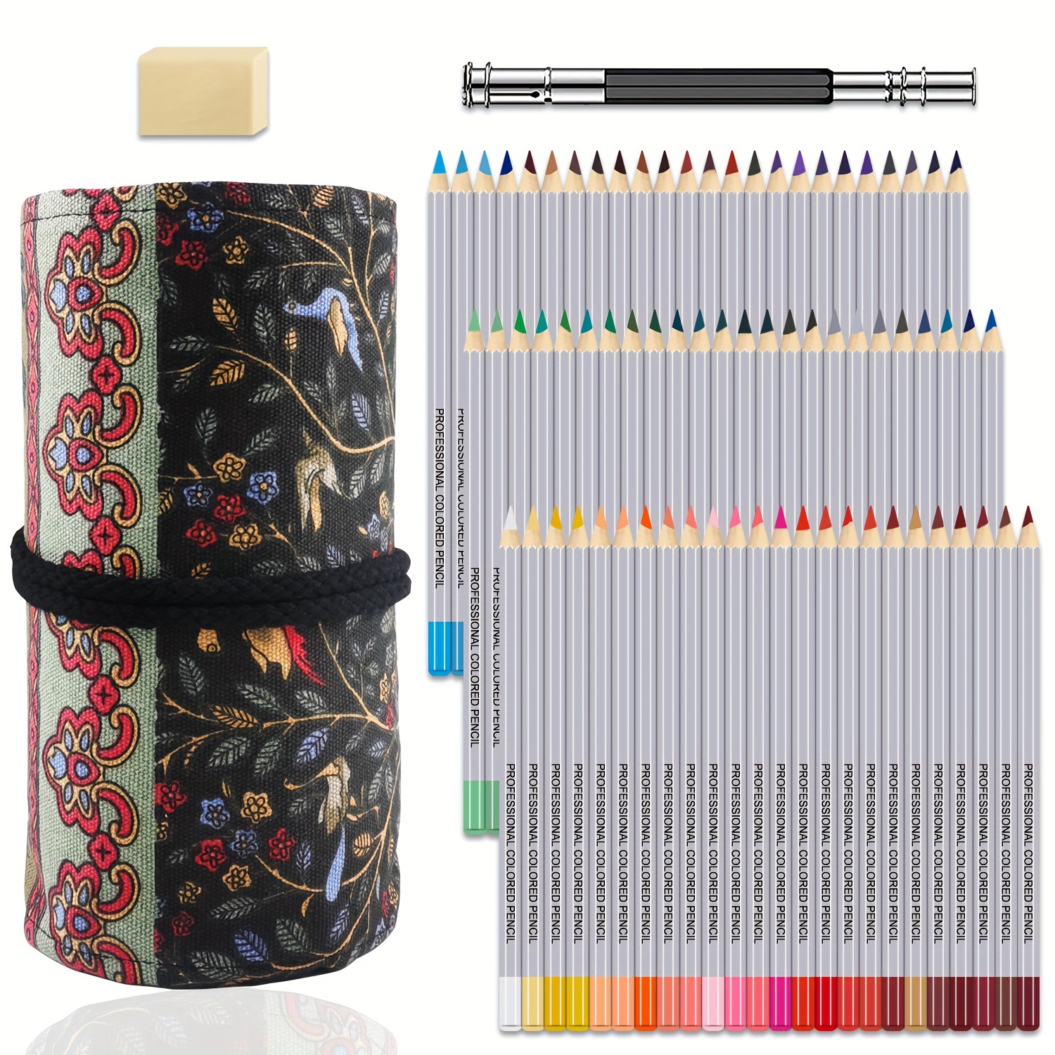 Acheter 36/48/72 crayons de couleur livre de coloriage pour adultes  ensemble de dessin de coloriage professionnel crayons de couleur artistique  avec sac en toile enroulable artistes étudiants esquisse