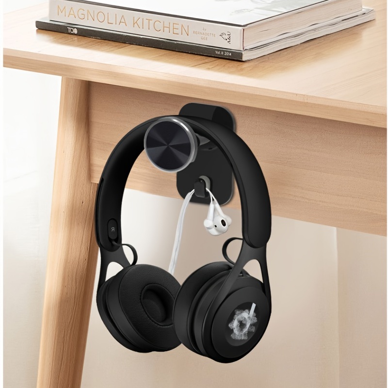 HomeMount Gancho para auriculares debajo del escritorio, soporte para  auriculares debajo de la mesa, soporte adhesivo para auriculares para  juegos