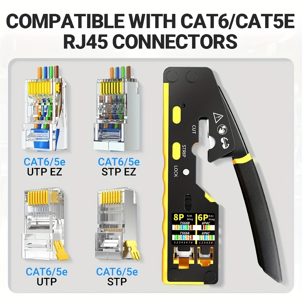 ONTi conector RJ45 Cat7/6/6A/5E y crimpadora RJ45, herramienta de