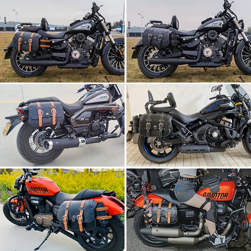 Alforjas moto custom de cuero BLACK SQUARE