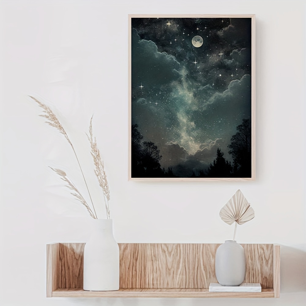 Night In The Woods Starry Night View Canvas Painting