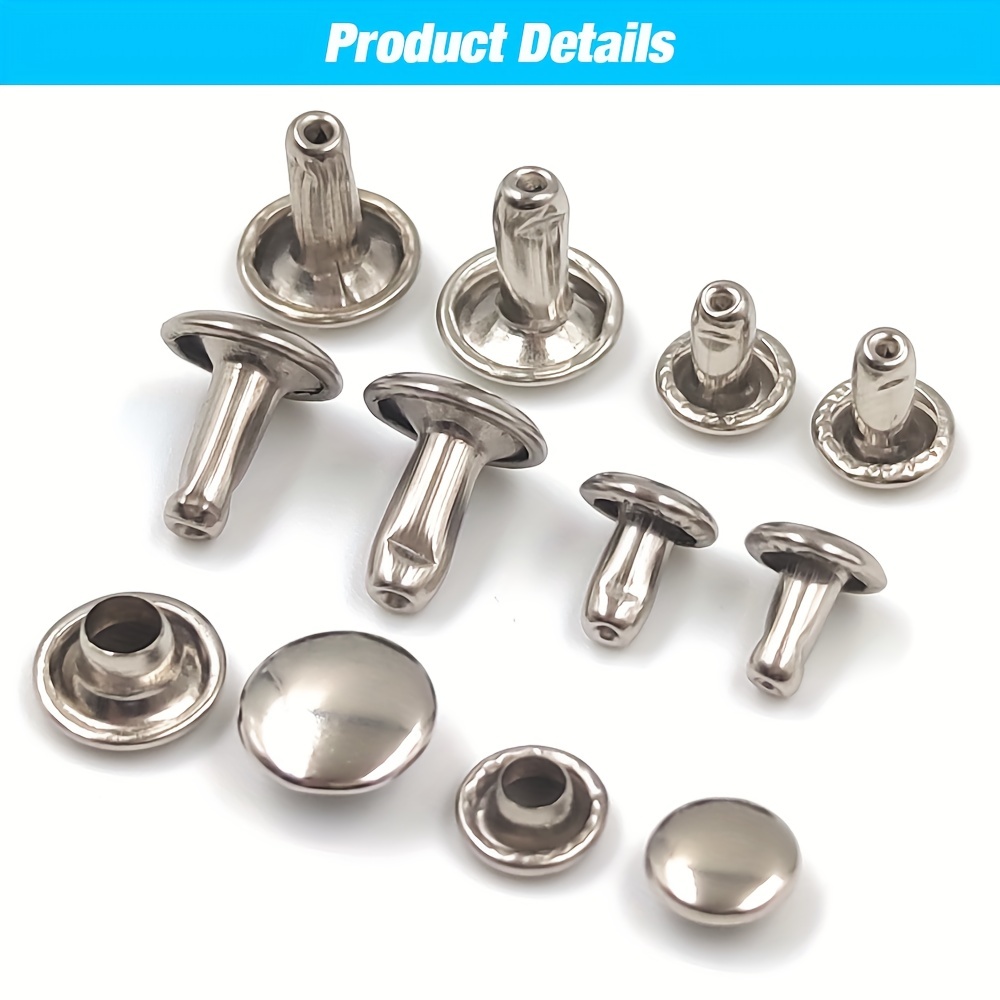 100sets 6mm 8mm Metal Double Cap Rivets Studs Round Rivet for Leather Craft  Bag