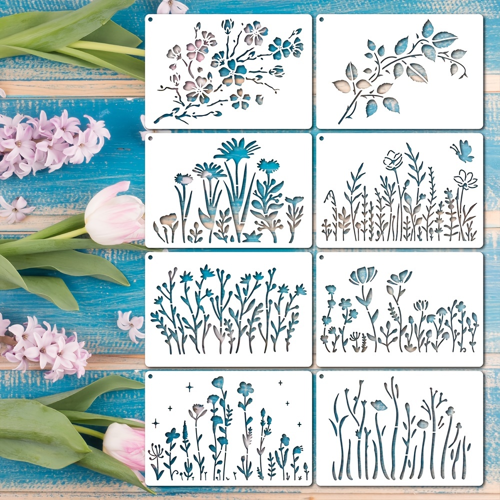 Reusable Wild Flowers Stencil, Flower Stencils for Painting