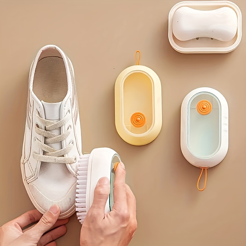 Household Shoe Brush With Soap Dispenser Soft Bristles