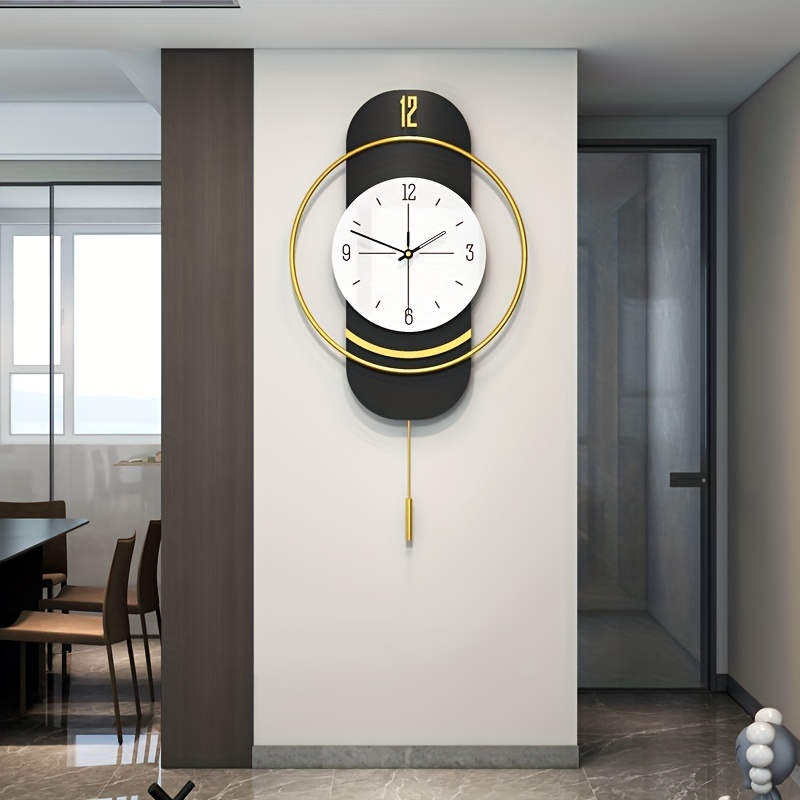 1pc Grandi Orologi Da Parete Per La Decorazione Del Soggiorno, Moderna  Decorazione In Legno E Metallo Silenziosa, Orologio Da Parete A Batteria  Non