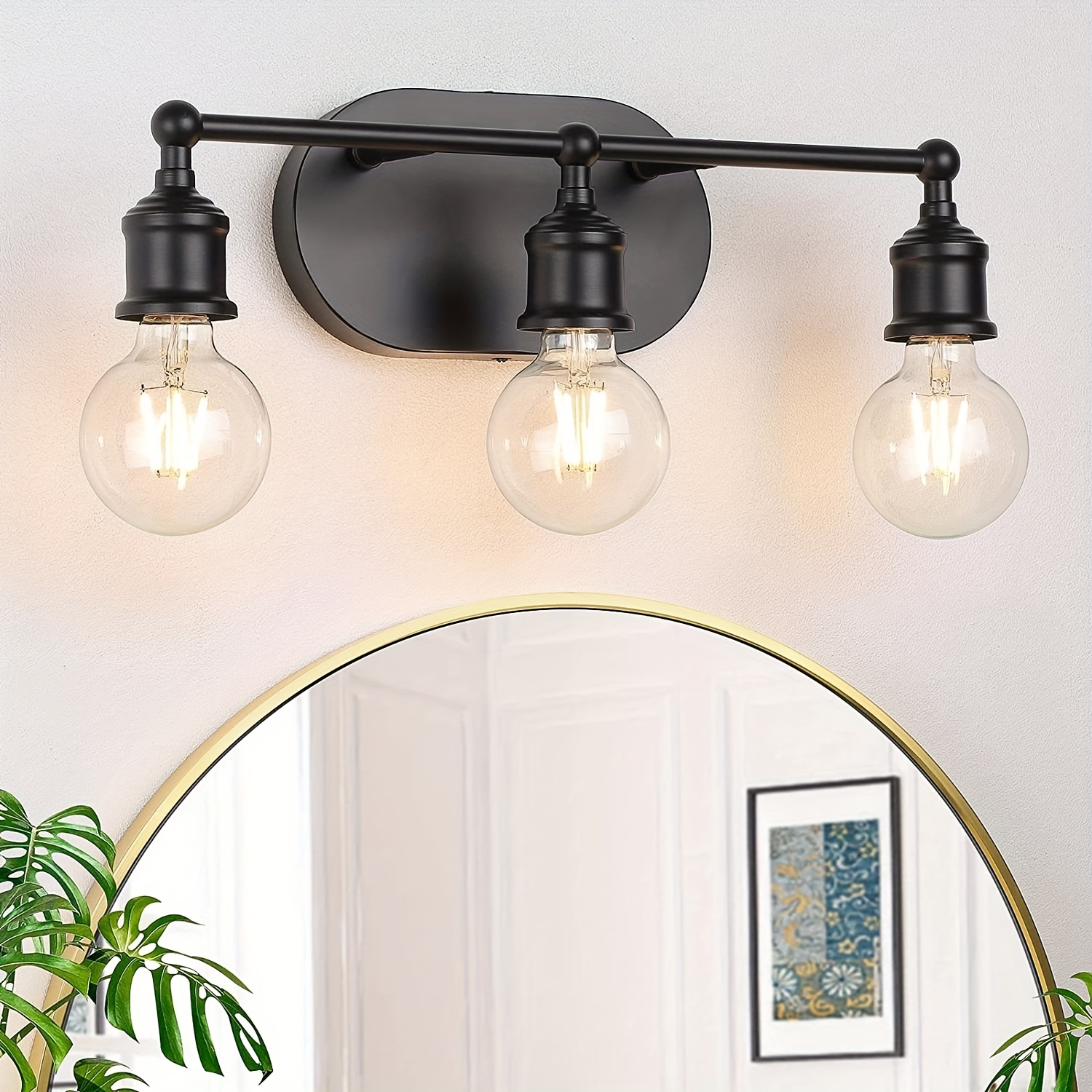 Lámparas de pared a pilas, 2 luces (inalámbricas), lámparas de tocador para  baño, iluminación de pared para armario de espejo de baño, apliques de