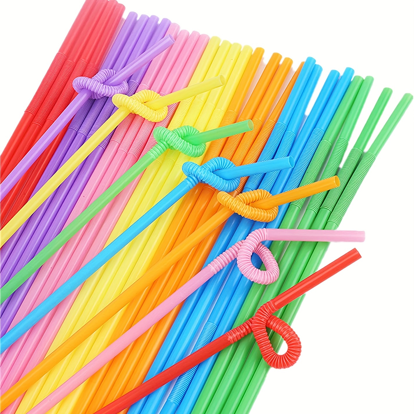 200 Pack Plastic Extra Long Straws for Birthday Party, 13 inch Disposable Drinking Straws for Cocktails, Coffee (4 Rainbow Colors)