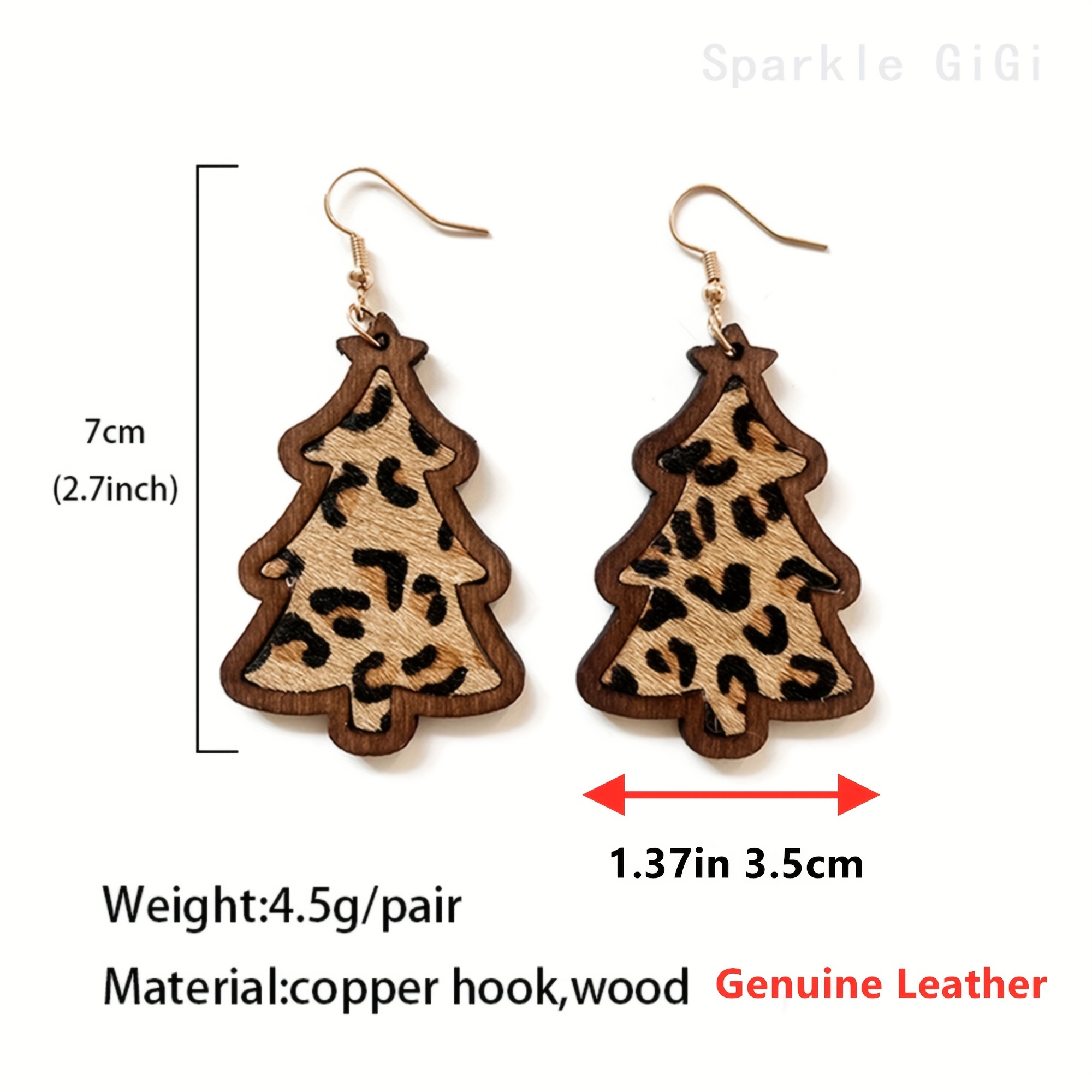 1Pair Valentine's Day Earrings, Leopard Print Heart Shaped Water Drop Earrings, Christmas New Year Valentine's Day Gift,Temu