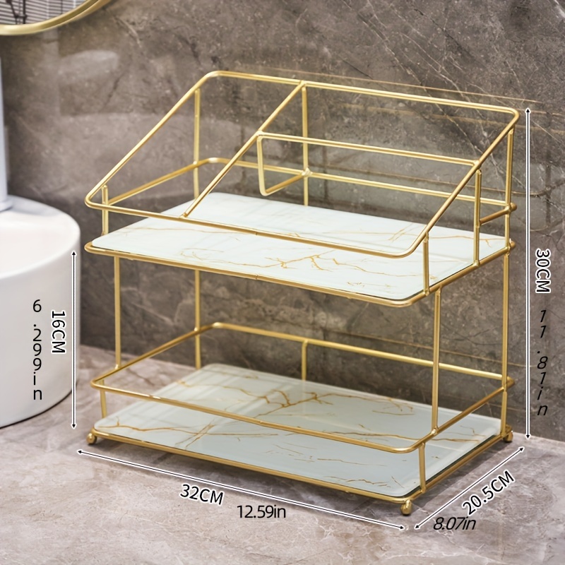 Bathroom Countertop Organizer, 2 Tier Vanity Tray, Skincare Makeup