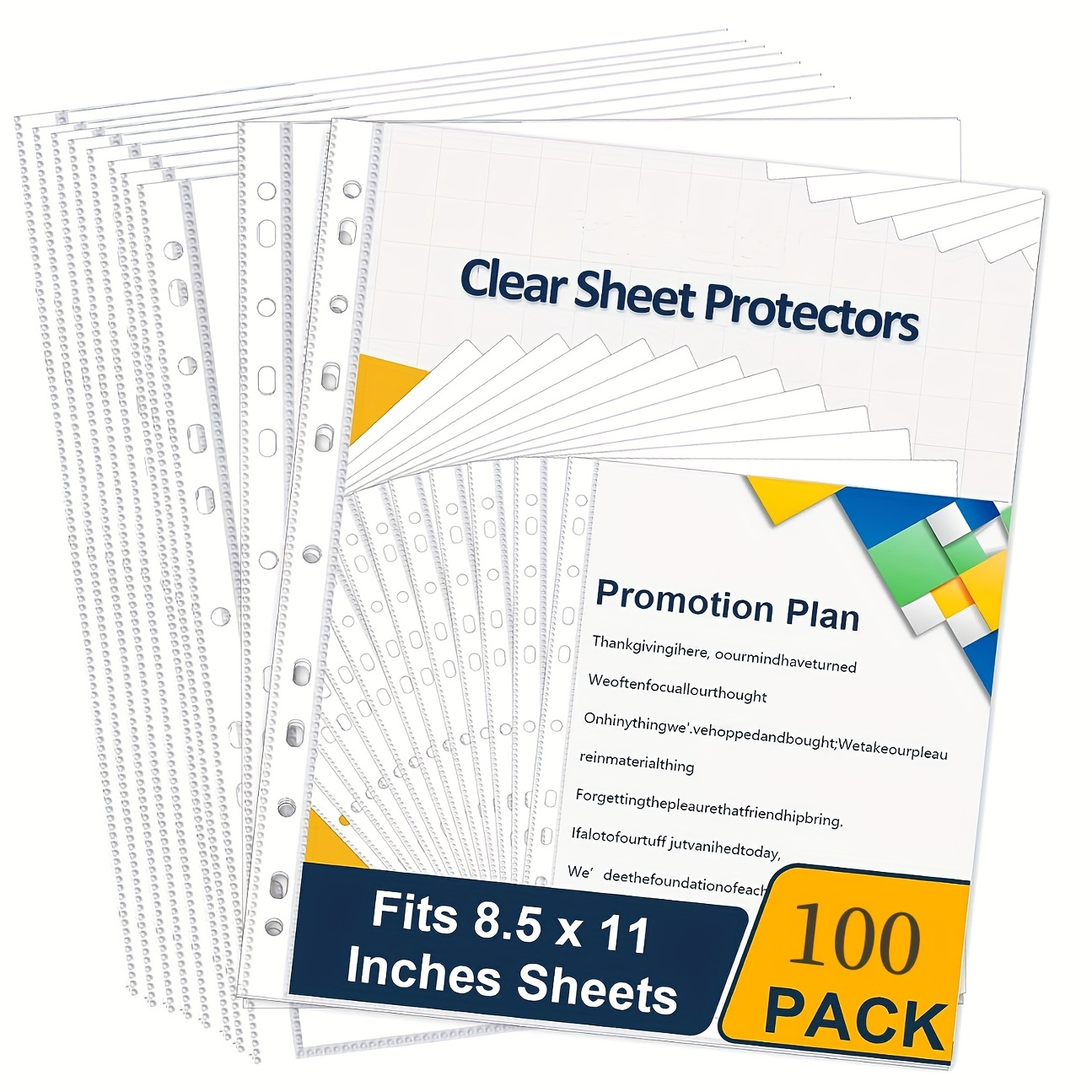 TYH Supplies 1000 Pack Clear Sheet Protectors for 3 Ring Binder | 8.5 x 11  Inch | Glossy Standard 11 Hole Plastic Page Protectors for Home, Office