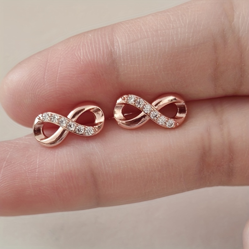 Lucky Cubic Zirconia Infinity Stud Earrings