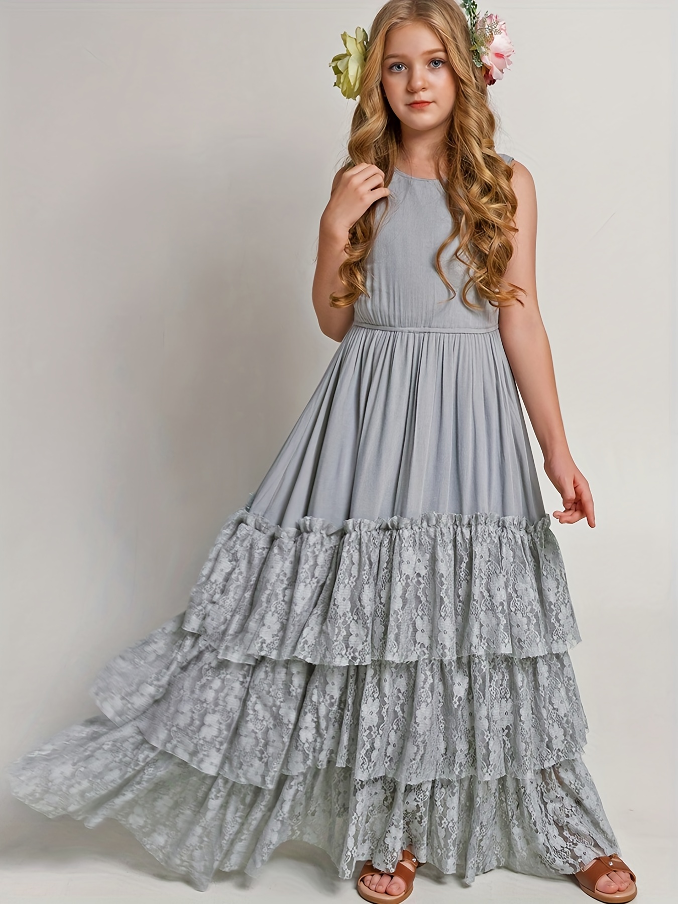 Girls grey hot sale maxi dress