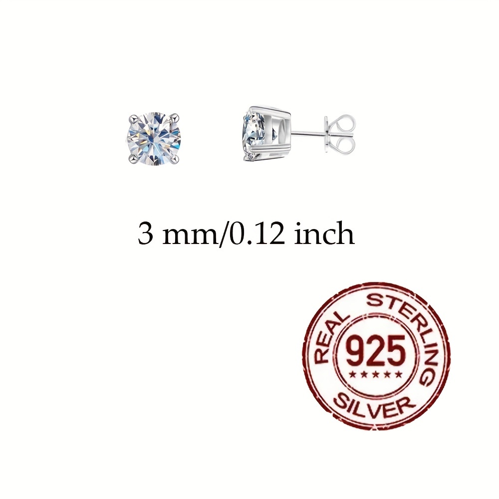 TEMU Elegantes Pendientes De Botón De Plata 925 Con Circonita Cúbica Brillante - Hipoalergénicos, Perfectos Para Uso Diario Y Regalos, 0.1-0.8