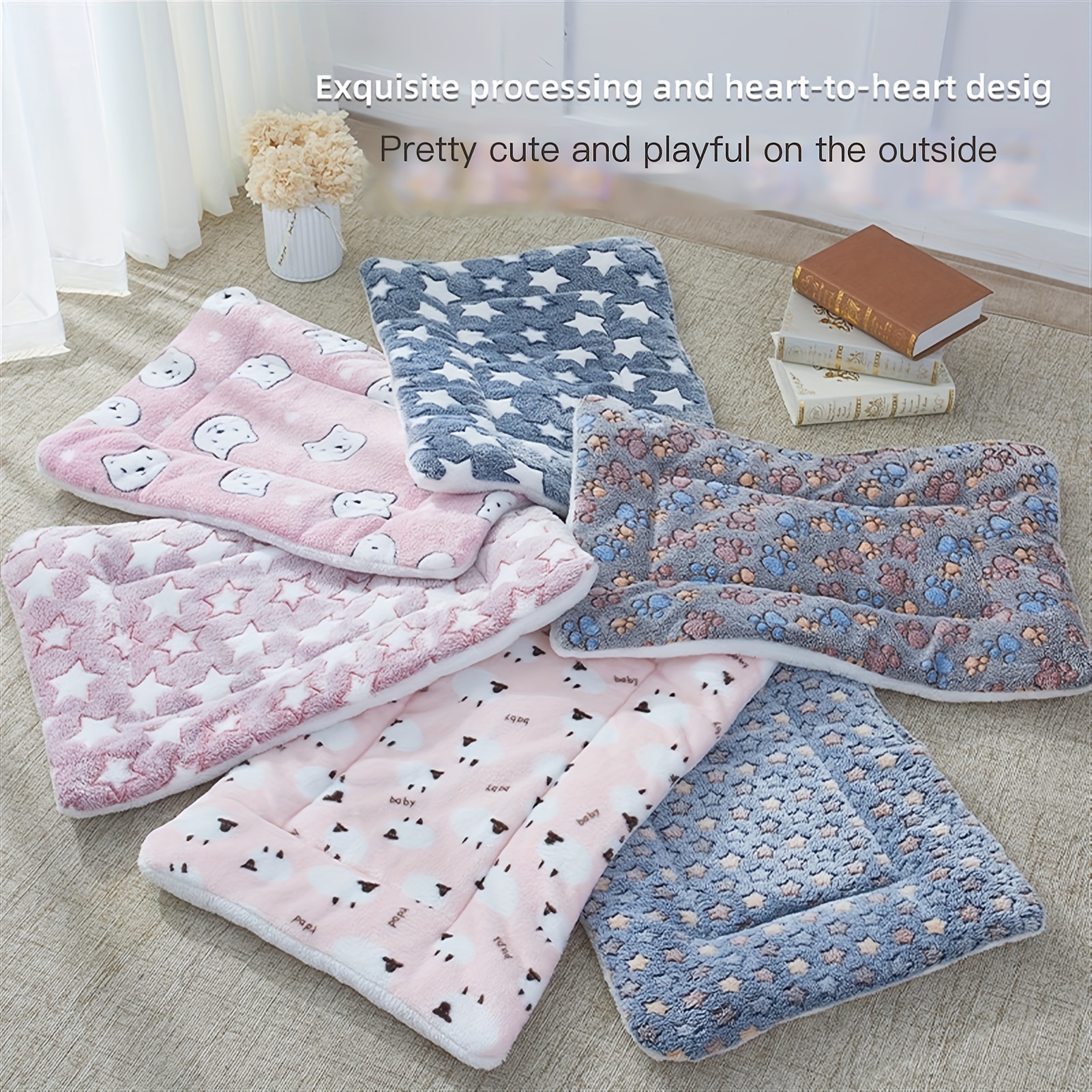 Winter Warm Pet Blanket Pet Floor Mat Soft Fleece Dog Bed Sleeping