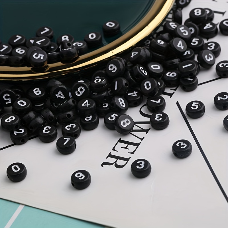 Phone number bracelet - Black numbers on white beads