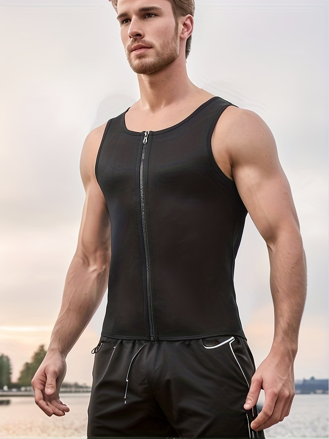 Men's Slimming Sweat Sauna Vest Waist Trainer Workout - Temu
