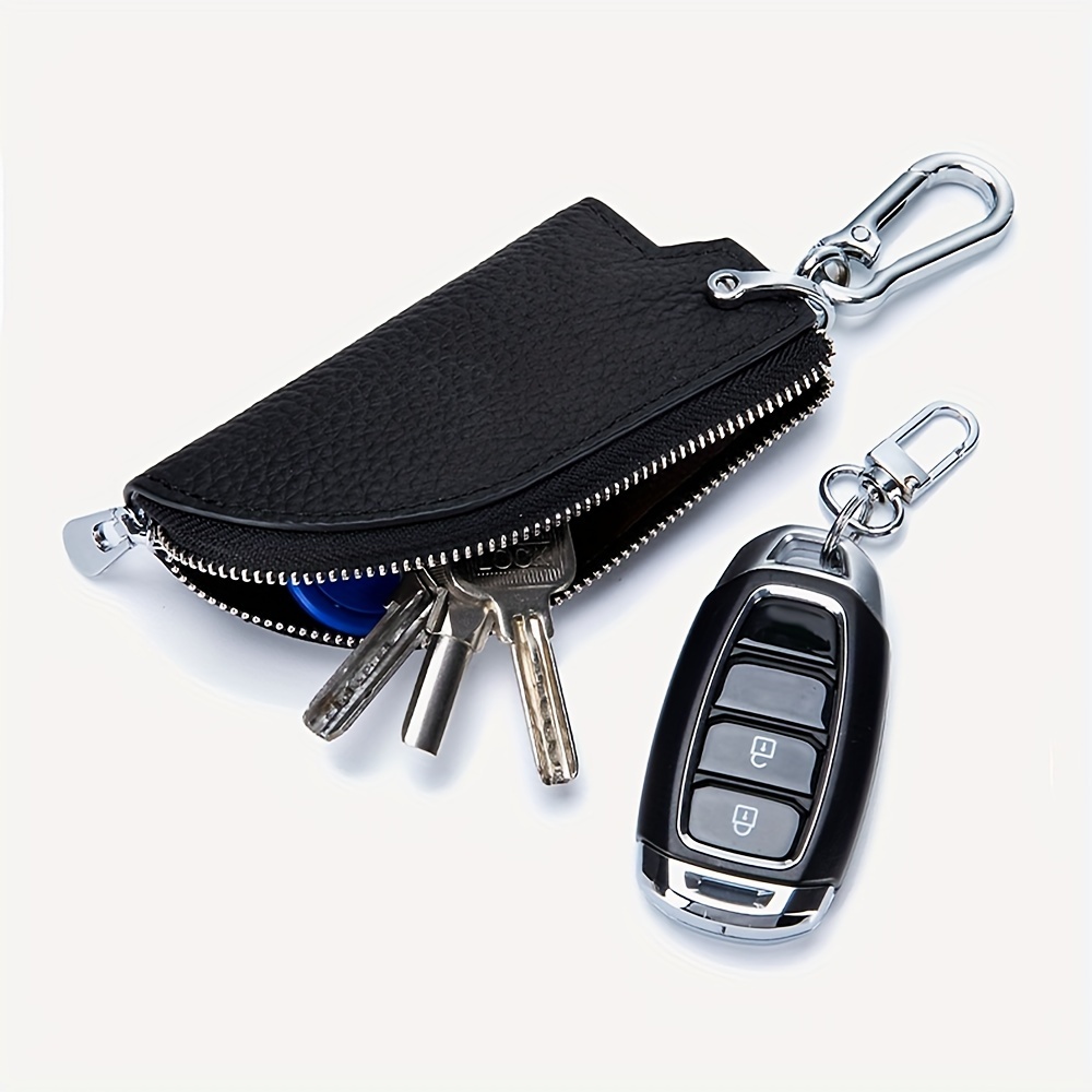 Men's Simple Key Holder Genuine Leather Keychain Coin Purse - Temu