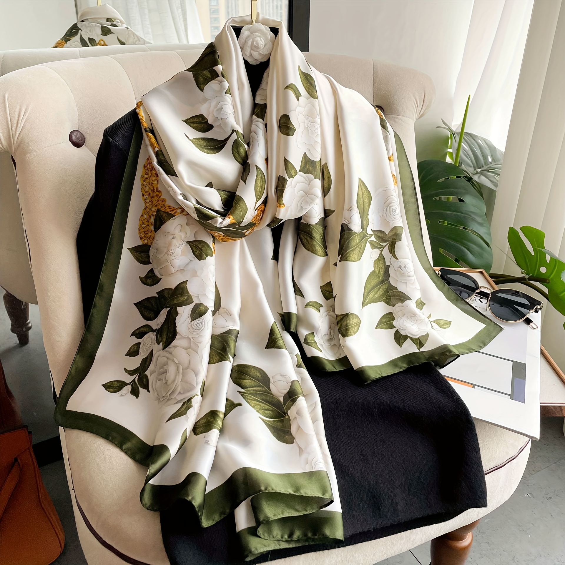 Lightweight Chiffon Wrap Shawl Stylish Print Decoration Sunscreen