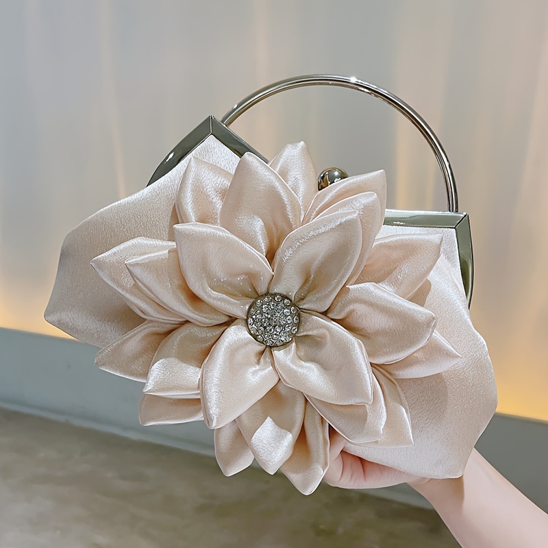 

Elegant Floral Decor Evening Bag, Classic Dinner Clutch Purse, Formal Banquet Handbag For Wedding Party Prom