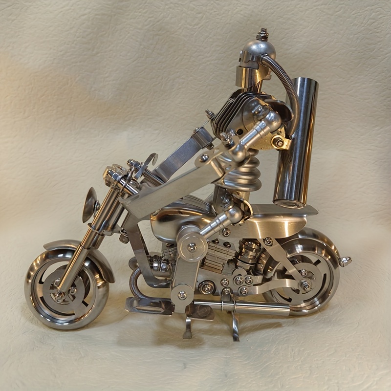 Metal Motorcycle Figurine, Scrap Steel Chopper, Nuts and Bolts