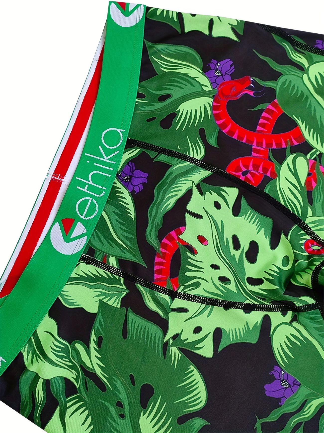 mens tropical plants print breathable boxer briefs novelty comfortable high elastic underwear green