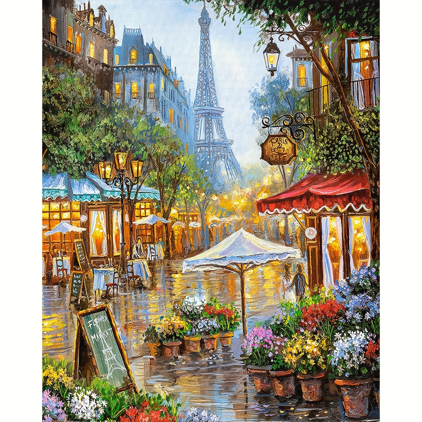 Acrylic Painting Set Adults Paint Numbers Paris Street Oil - Temu
