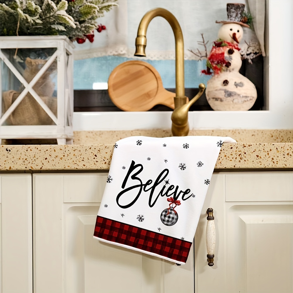 Christmas Kitchen Towels Red Buffalo Plaid Xmas Tree Dish - Temu