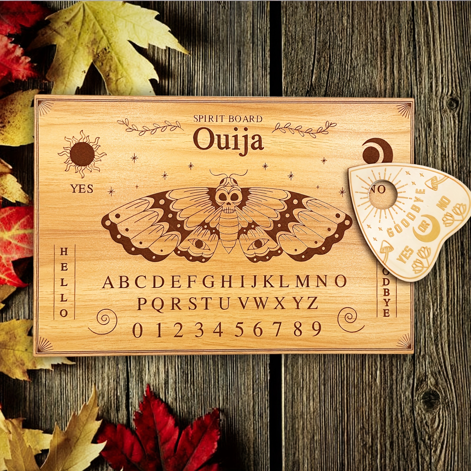 Wooden Vintage Halloween Ouija Board & Planchette, Handmade Wood Spirit  Board