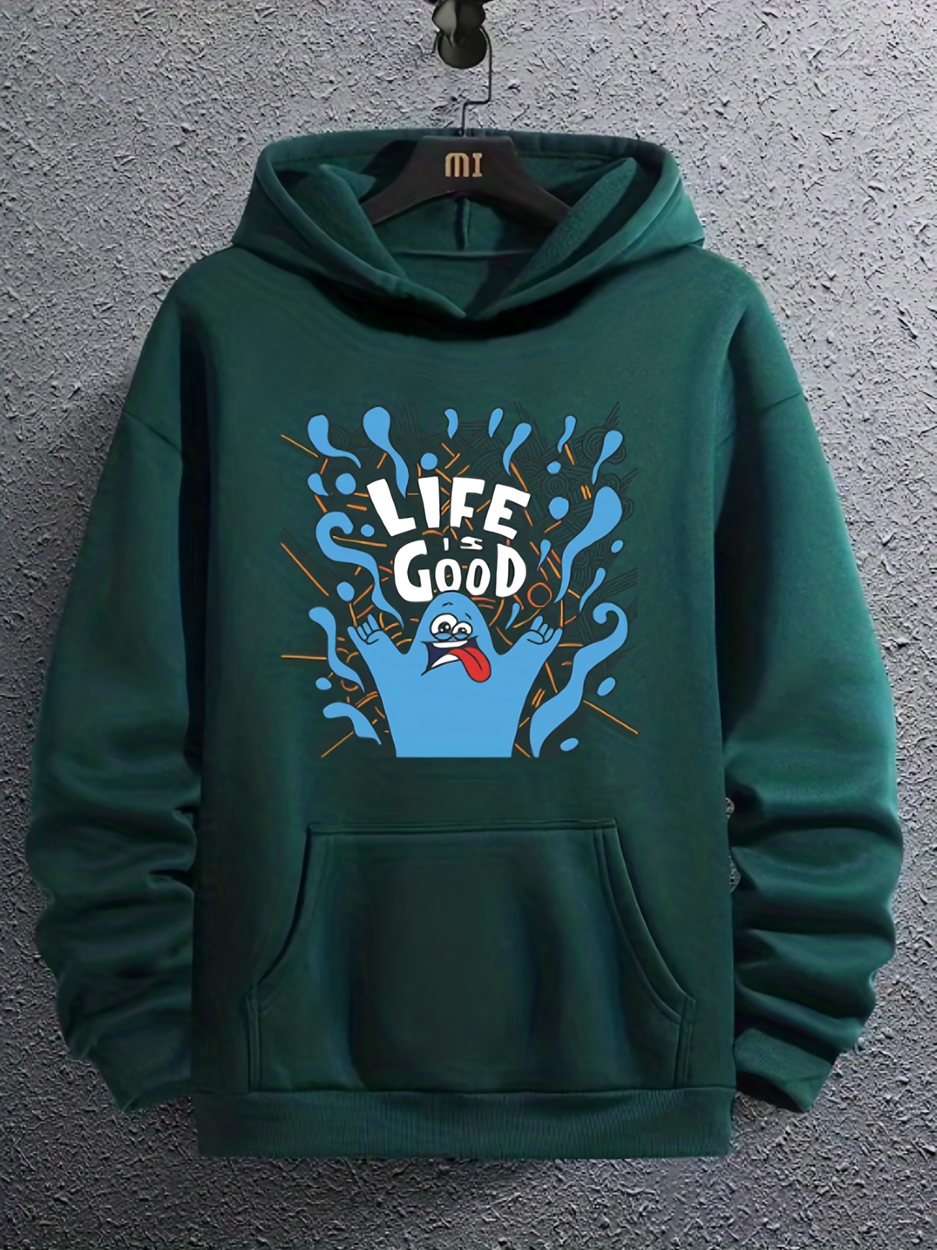 Fancy ''life Is Good'' Cartoon Print Boys Casual Hoodie Top Comfortable Fit  Long Sleeve Hooded Sweatshirt Pullover For Youth Kids With Pocket - Temu  Australia