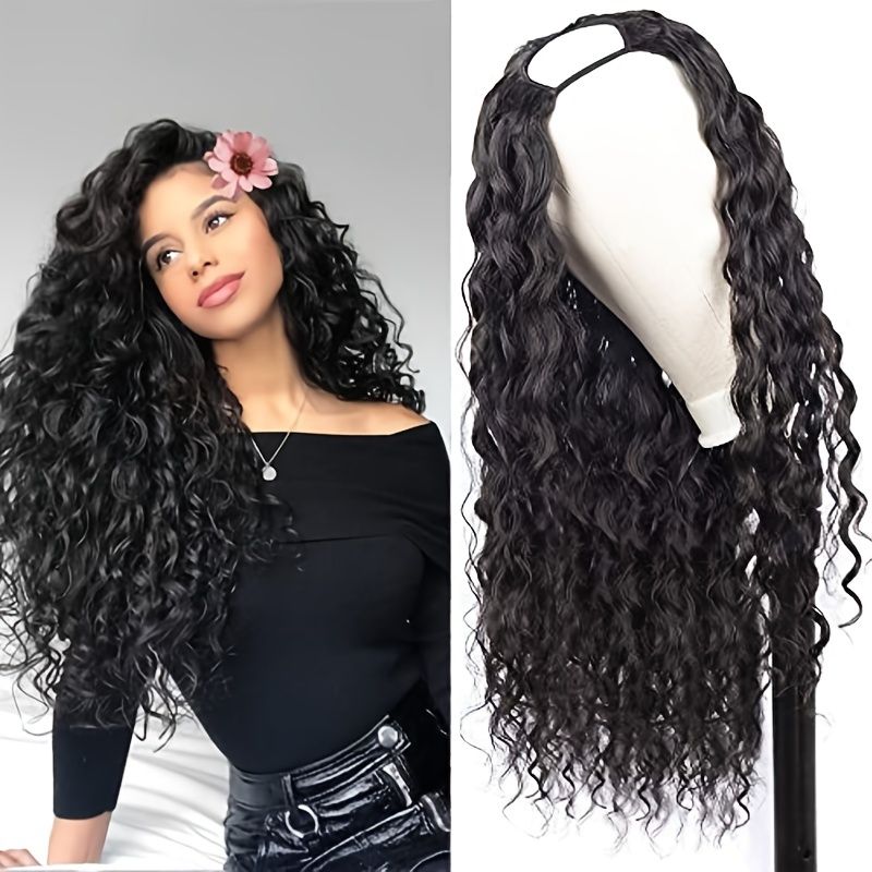 U Part Water Wave Wigs Human Hair Wigs For Women 2''x 4'' U Shape 180  Density Glueless Brazilian Virgin Hair Wigs With Straps Combs Natural Color  - Beauty & Personal Care - Temu