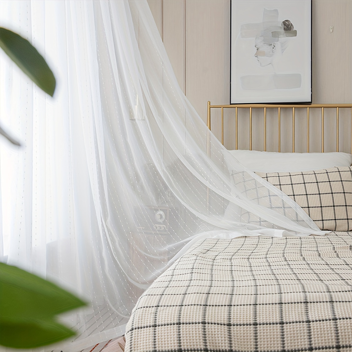 Elegant White Sheer Curtain - Light-filtering, Privacy-enhancing For Living Room, Bedroom, Bay Window & Balcony Decor
