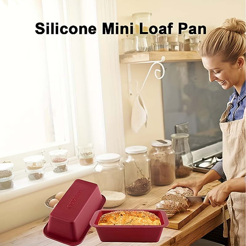 1pc/2pcs, Mini Loaf Pan (6.1''x3.3''), Silicone Baking Bread Pan, BPA-Free  Toast Making Tool, Non-Stick Bakeware, Oven Accessories, Baking Tools, Kitc