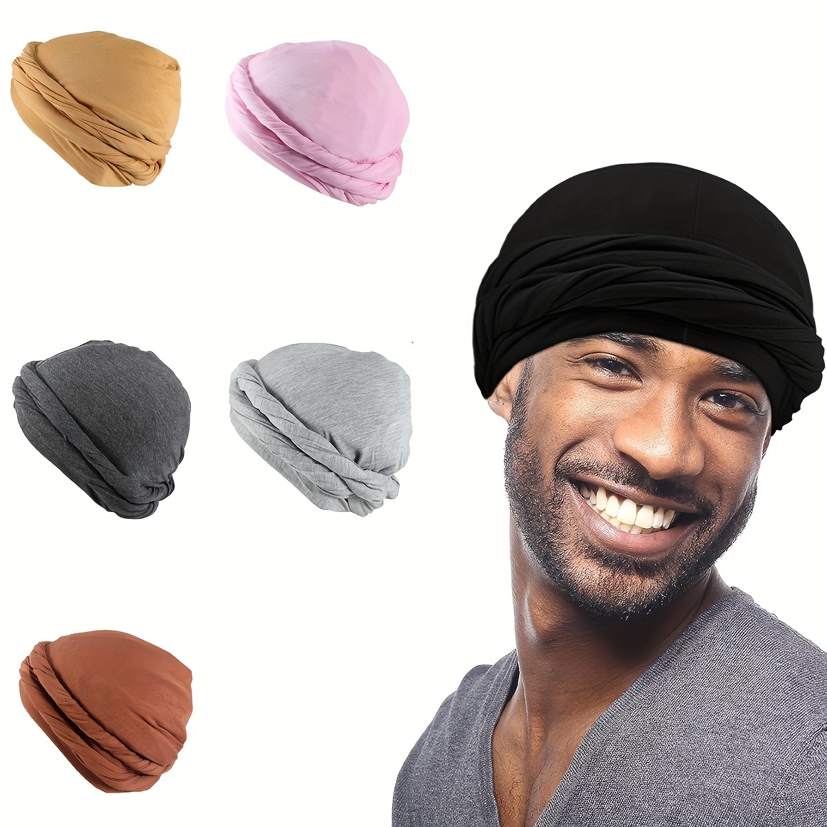 Elastic Double Color Men's Turban Hat Satin Lined Streetwear Hip