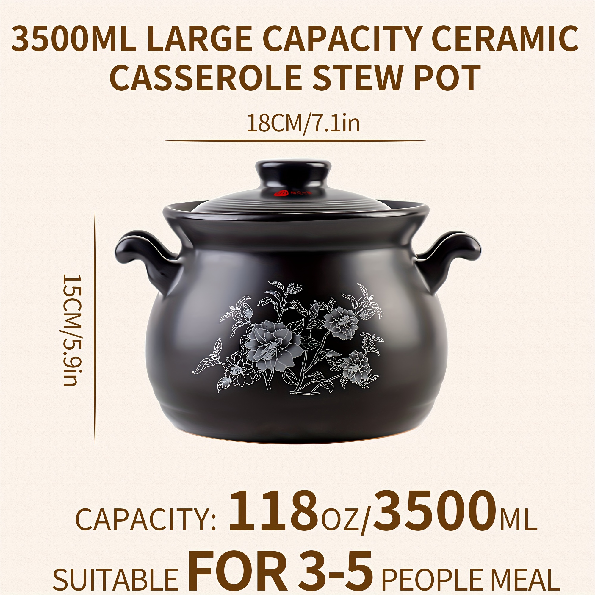 Casseroles Ceramic, Deep Cooking Pot With Glass Lid, Ceramic Heat Resistant  Soup Pot, Cookware - Temu