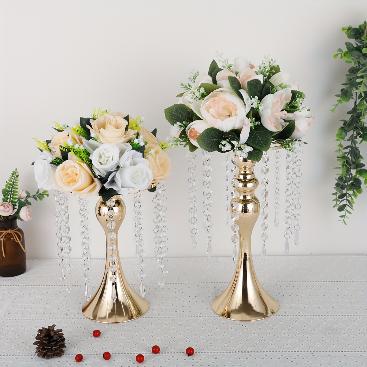 Golden Vases For Wedding Centerpieces Metal Vase Small Table - Temu
