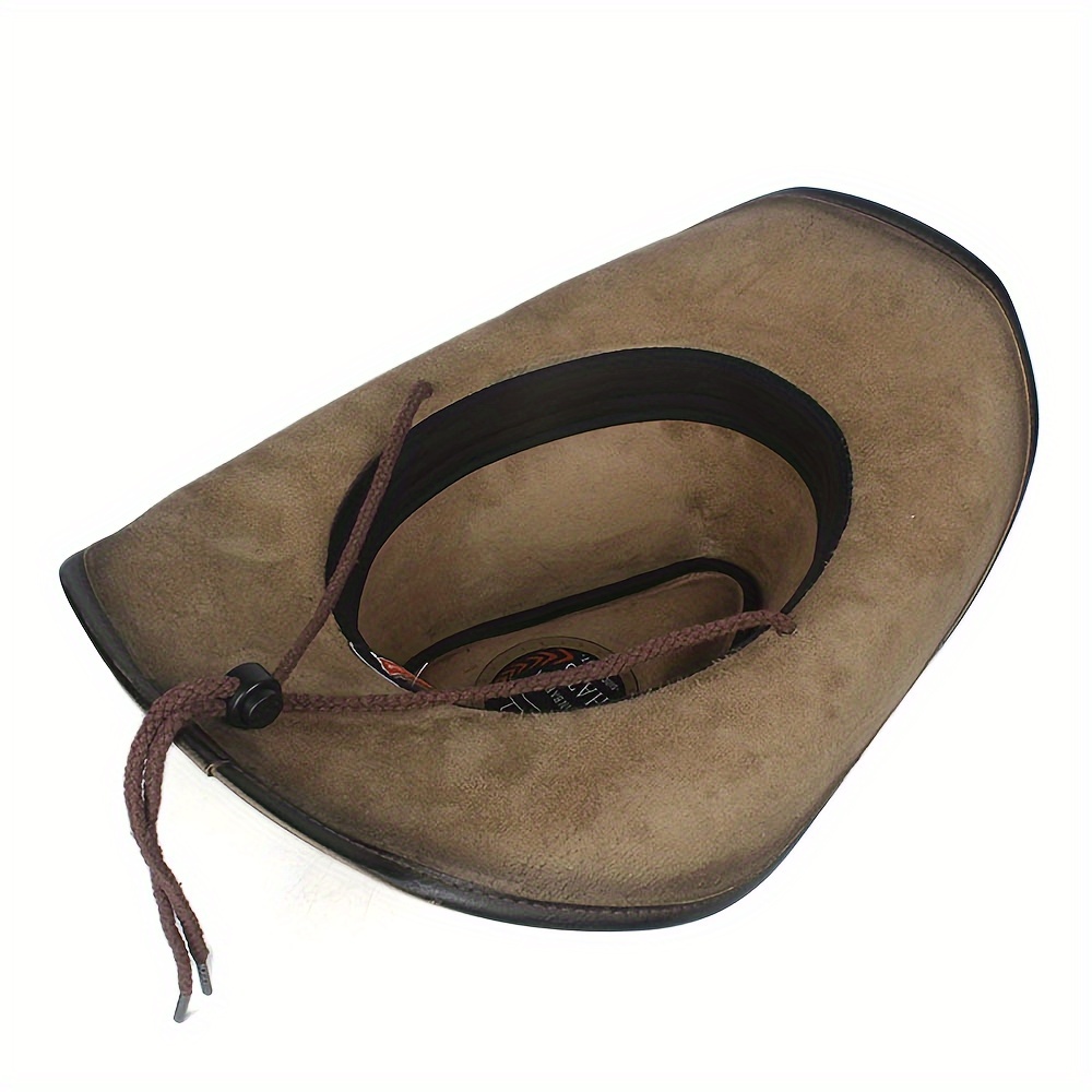 Leather Cowboy Hat For Women And Men Western Style Fedora Hat - Jewelry &  Accessories - Temu