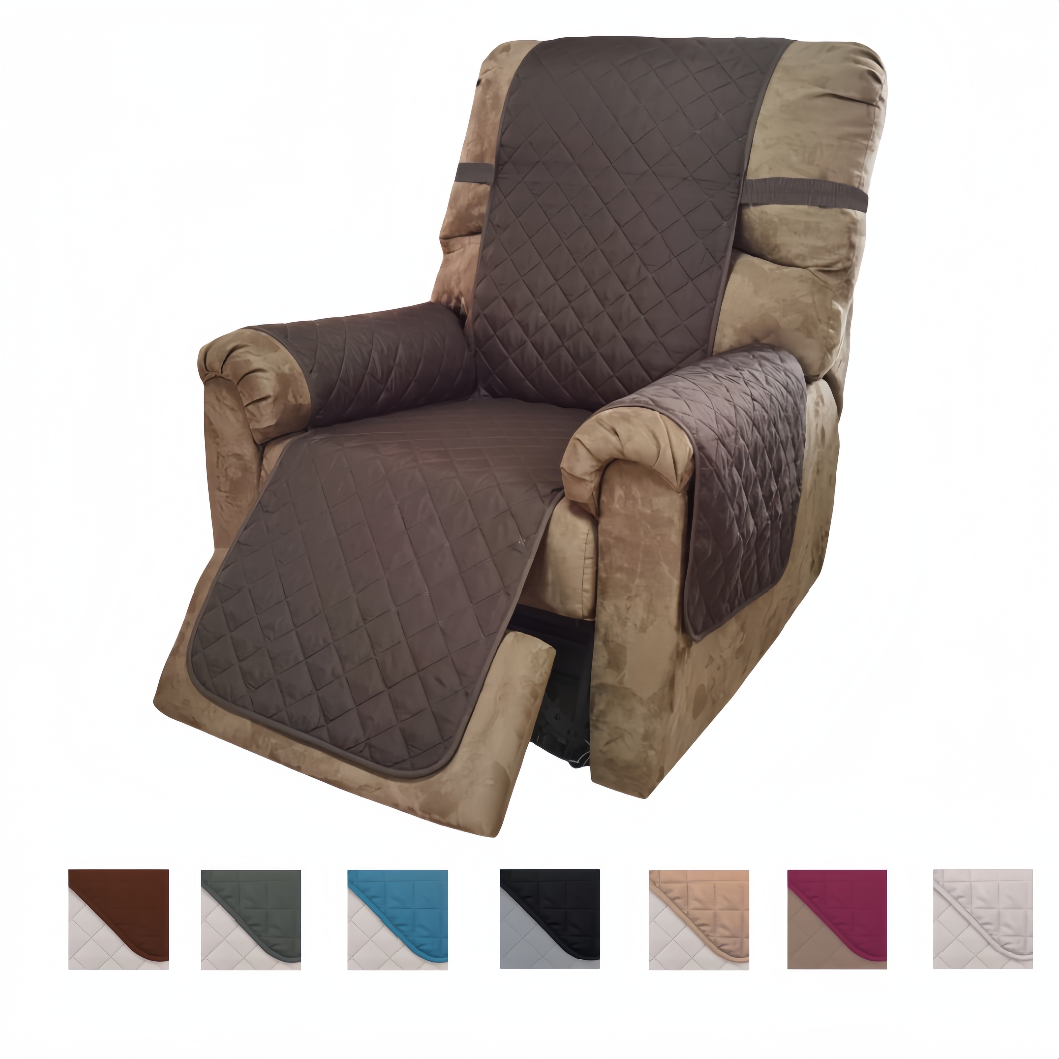 Housse De Canapé Inclinable 2 Places – Antidérapante, Imperméable, Gris Charbon