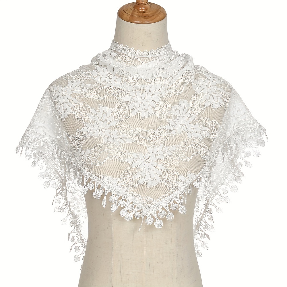 1pc Women's Lace Hollow Embroidery Triangular Scarf Shawl Headscarf Turban Headwrap Bohemian Style Party Gathering Outfit Matching Sexy Sheer