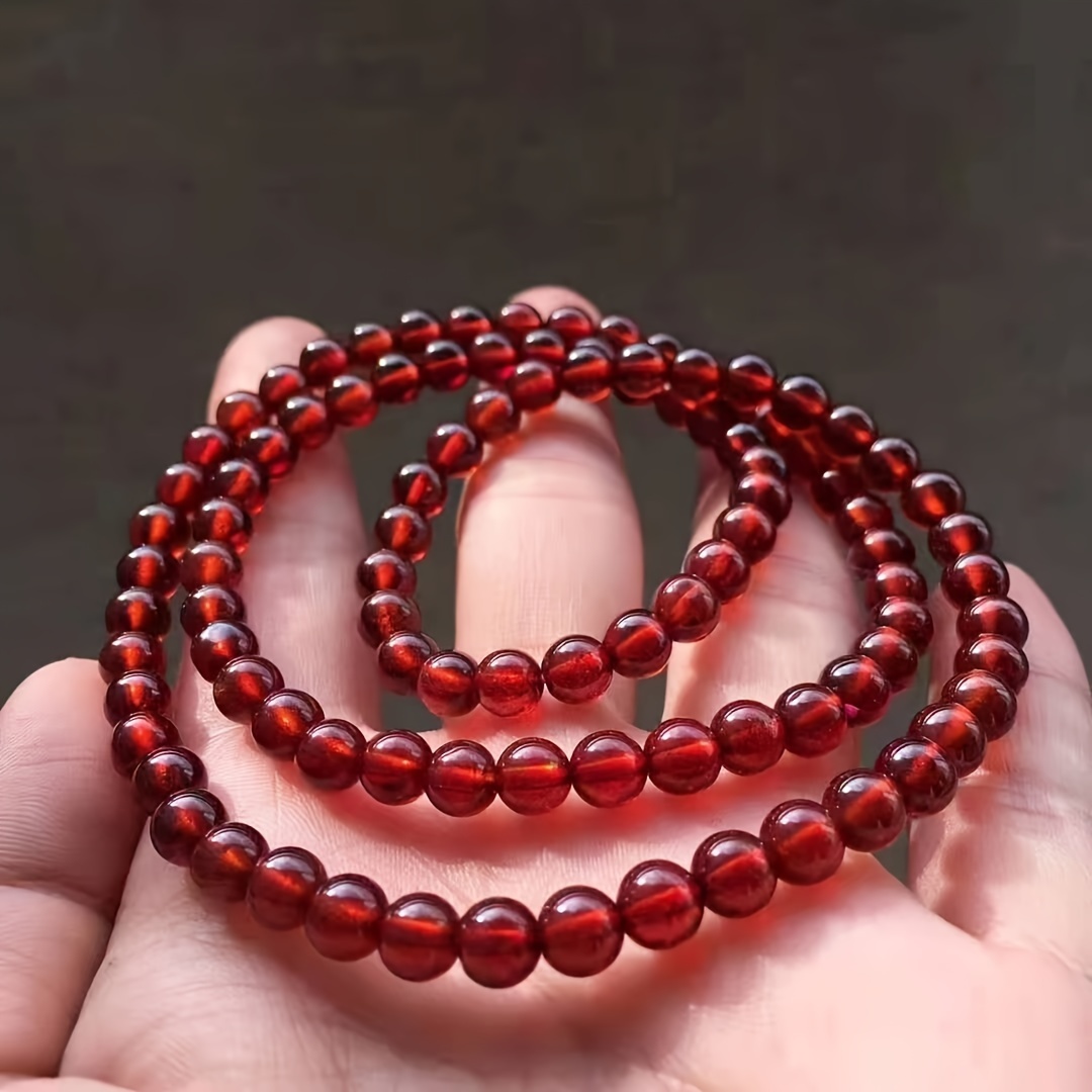 Burgundy Garnet Double Circle Bracelet Suitable Men Women - Temu