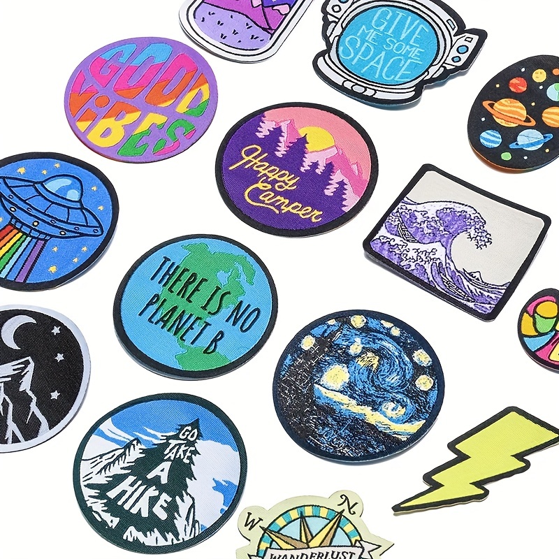 16pcs/20pcs Assorted Styles Embroidered Patches, Bright Vivid Colors Sew  On/Iron On Patch For Clothes, Dress, Hat, Jeans