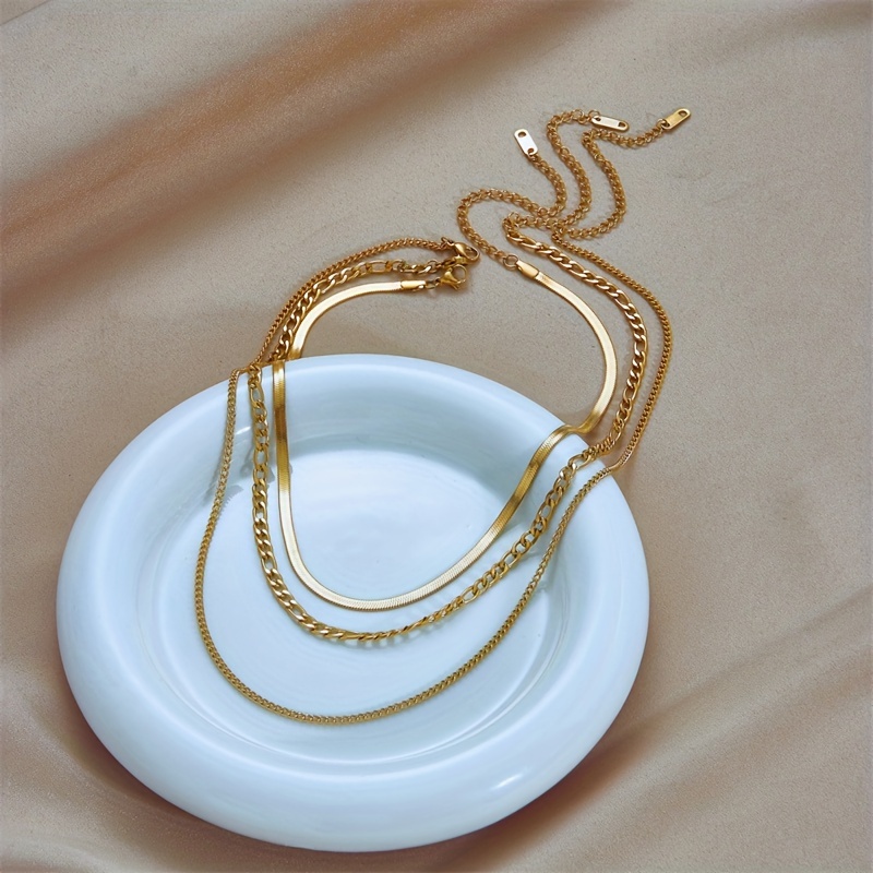 Layer Punk Y2K Golden Snake Bone Necklace Stainless Steel