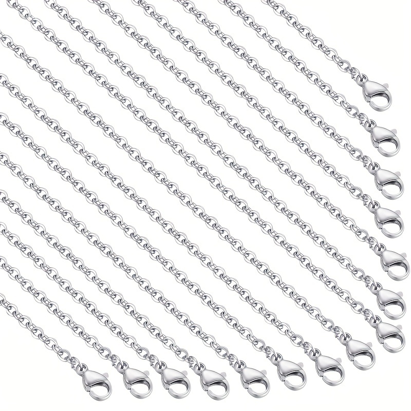 

30pcs 1.5mm Necklace Stainless Steel Chain Cross Chain Flat Wire O-line Welding Mouth Necklace Titanium Steel Couple With Lobster Clasp Jewelry With Chain For Diy Jewelry Making