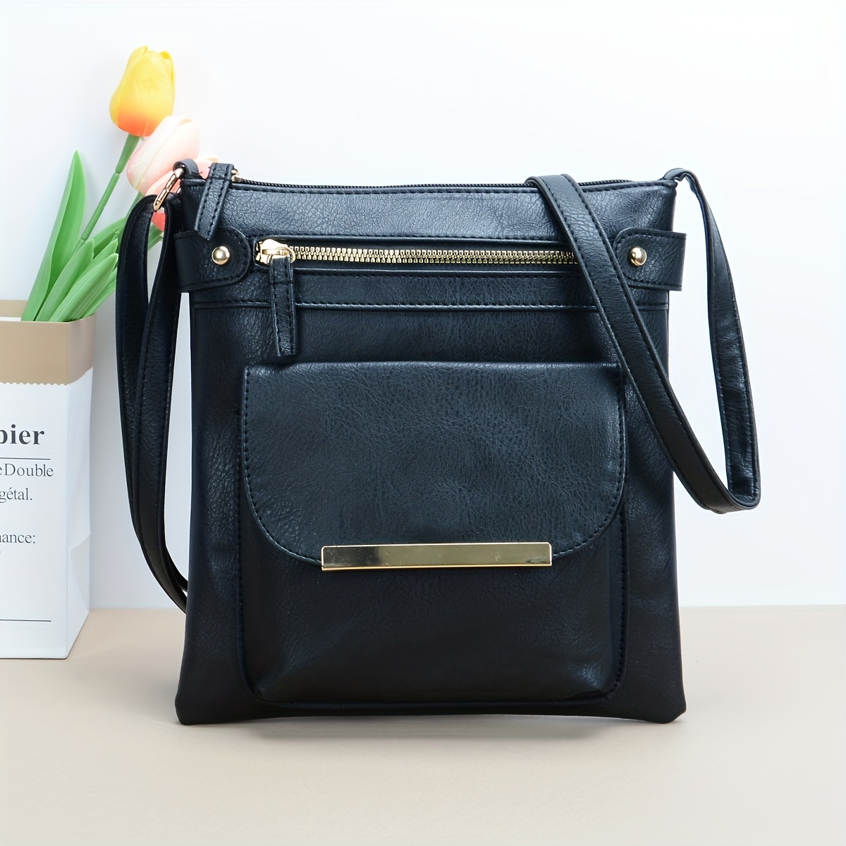 Schwarze Tasche Damenmode Messenger Bag Einfache und vielseitige