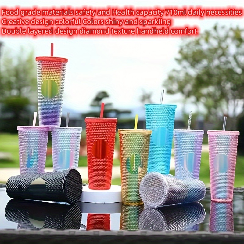Simple Modern Double Wall Plastic Matte Studded Tumbler with Lid