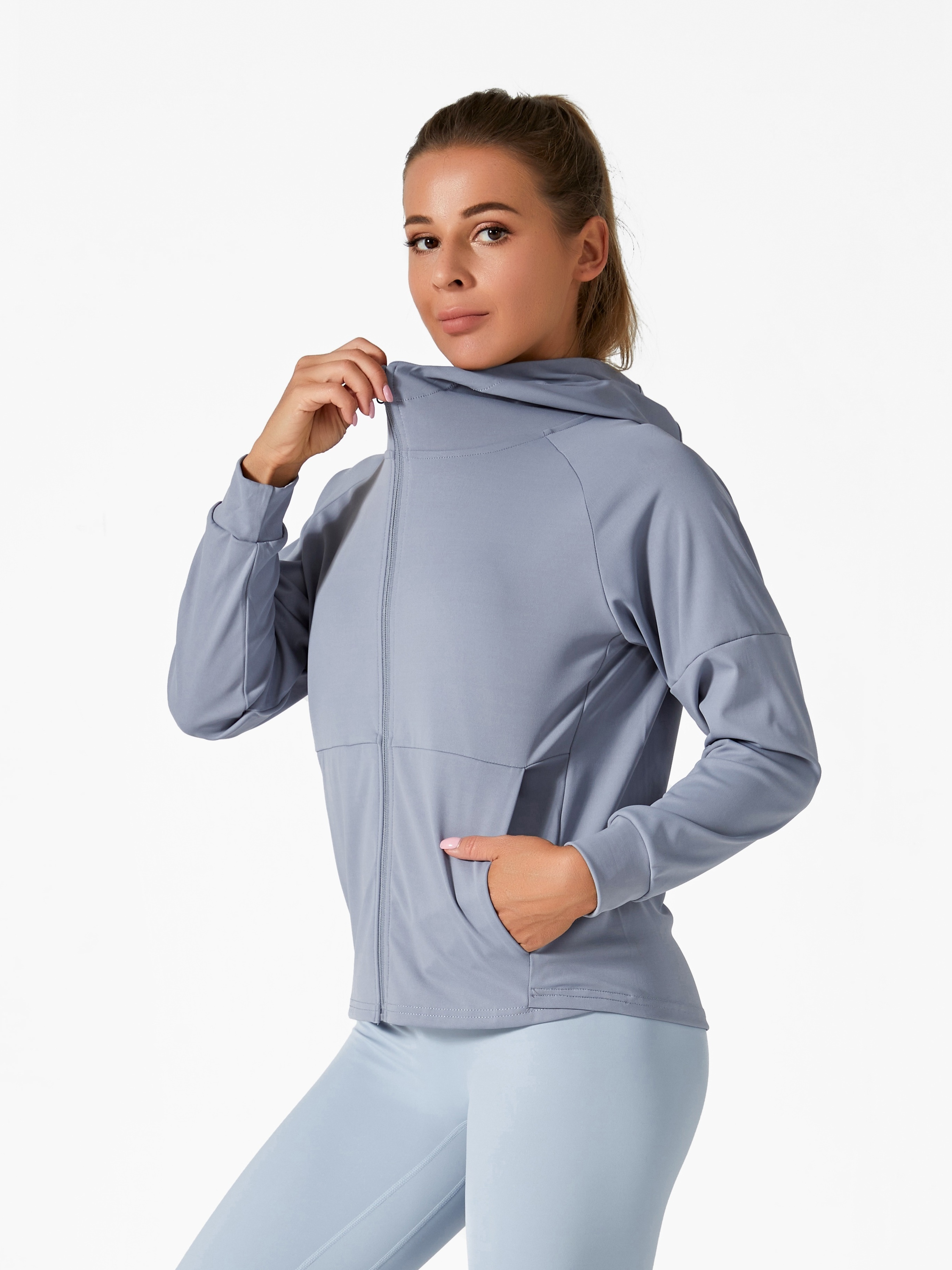 Long Sleeve Zipper Sports Jumpsuit Solid Color Fitness Yoga - Temu