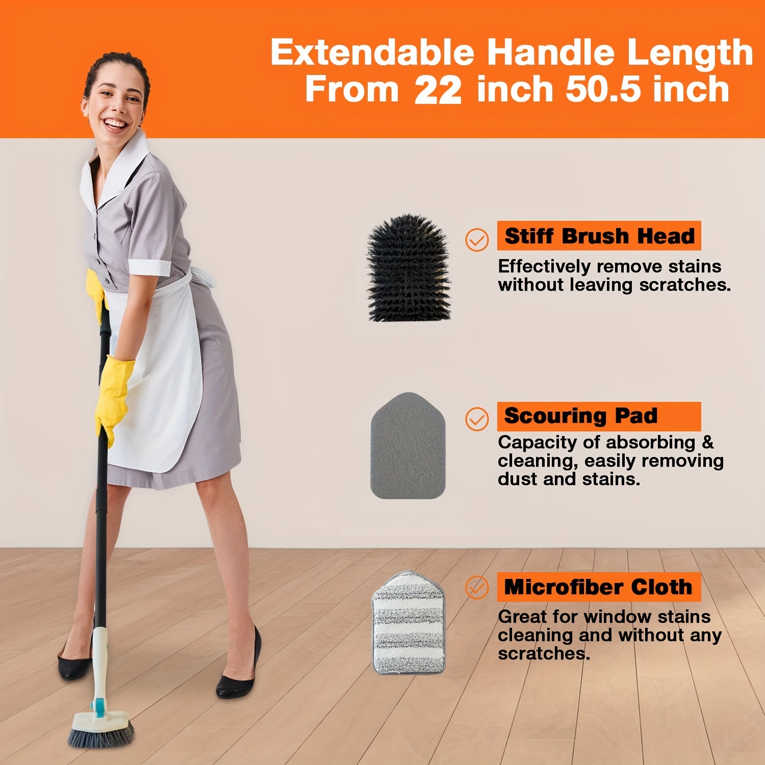 Cleaning Brush With Long Handle Multi functional Floor Seam - Temu