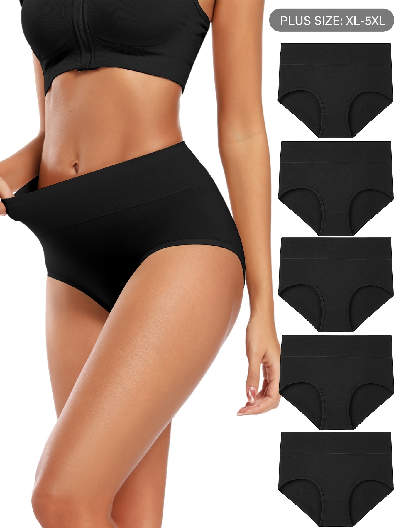 3pcs/Pack Women's Plus Size High Waist Underwear, Comfortable & Soft