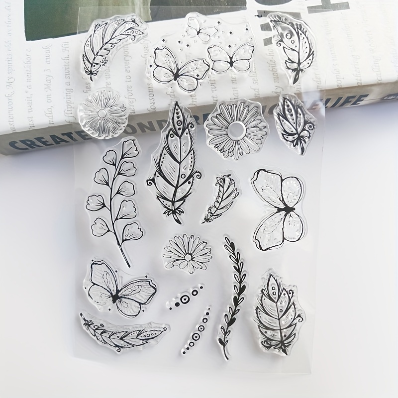 Branch Leaf Willow Strip Silicone Transparent Stamp, Flower Leaf Transparent Silicone Stamp Daisy Stamp For Scrapbooking Journal Card Making