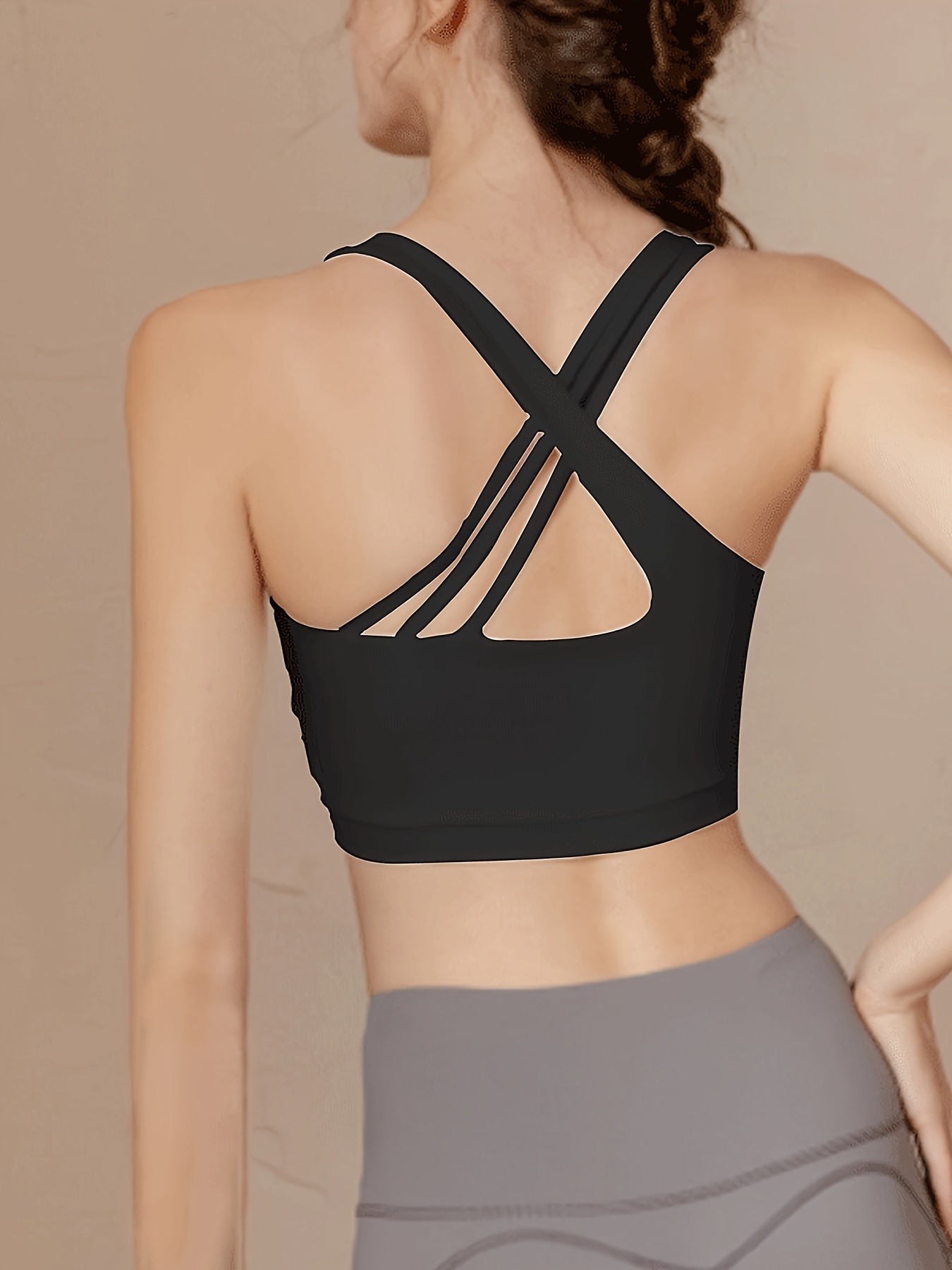 Top Tank Crop Padded Cami Back Crop Bra Cami Neck Woman Sports Bra, Black,  One Size : : Clothing, Shoes & Accessories